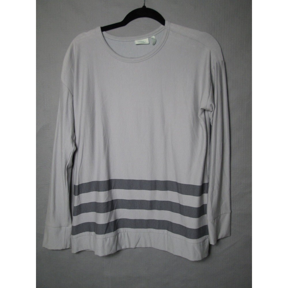 Logo Lounge Shirt Womens small gray striped cozy flowy soft top